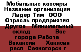 Мобильные кассиры › Название организации ­ Лидер Тим, ООО › Отрасль предприятия ­ Другое › Минимальный оклад ­ 50 000 - Все города Работа » Вакансии   . Хакасия респ.,Саяногорск г.